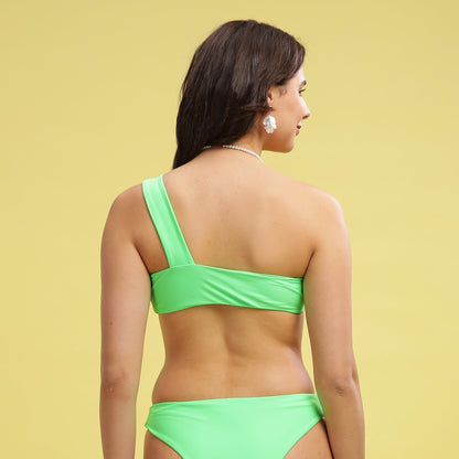Lime One shoulder Bikini