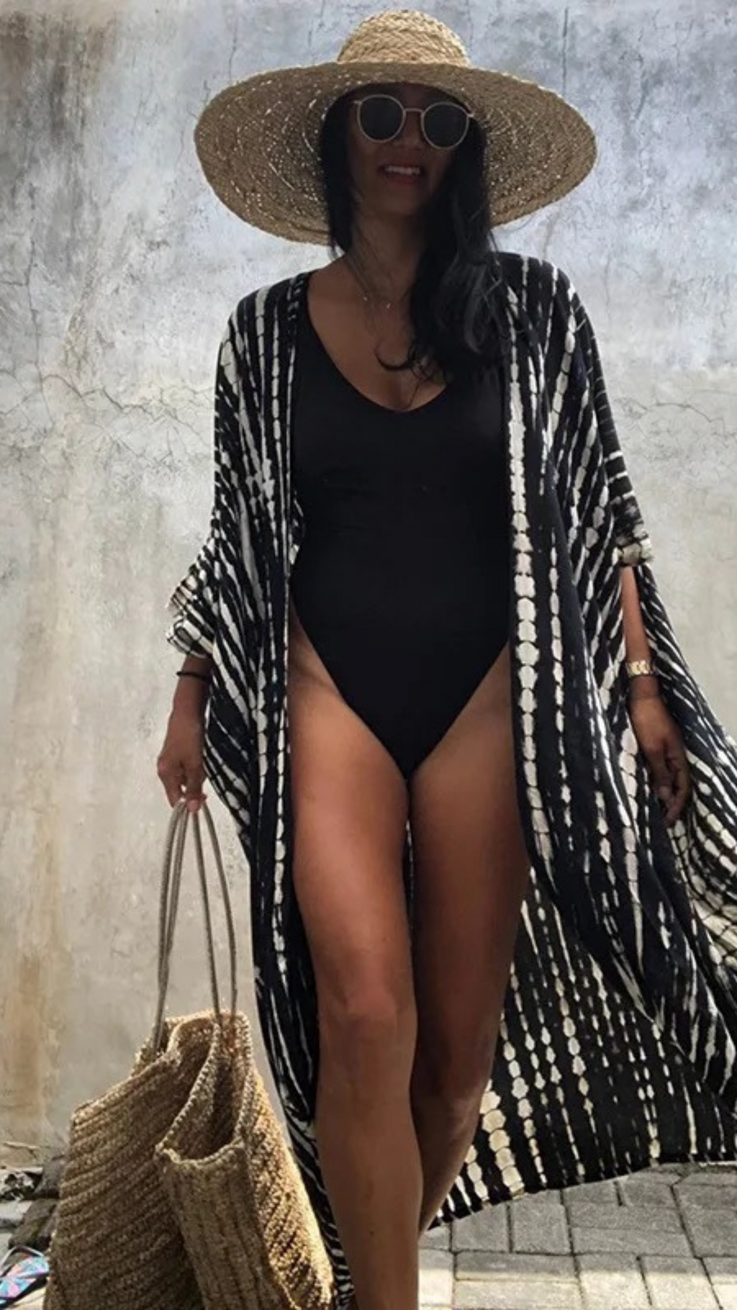 Bohemian Black Tie & Dye Kimono